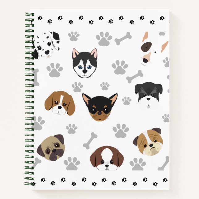 Cute Puppies Pattern Notebook - Dog Lovers Gift (Front)