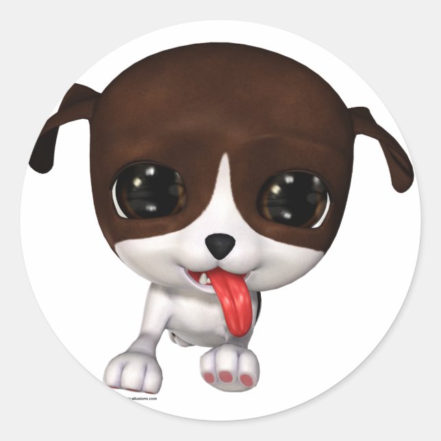 Cute Puppies: PawPaw Round Stickers (Front)