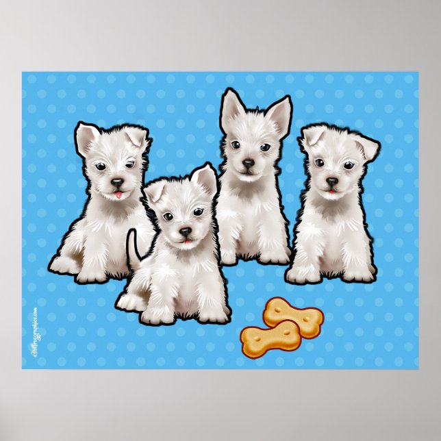 Cute puppies poster with 4 pups design (Front)