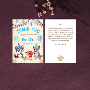 Cute puppies puppy party let's paw-ty thank you card