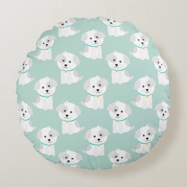 Cute Puppies Round Cushion (Front)