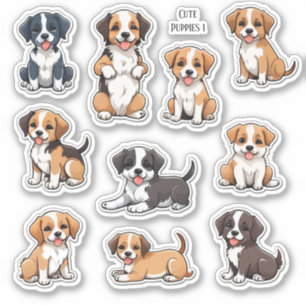 Cute Puppies Scrapbook Stationery Stickers