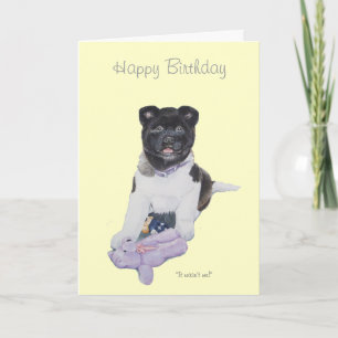 Cute puppy akita and teddy realist art card