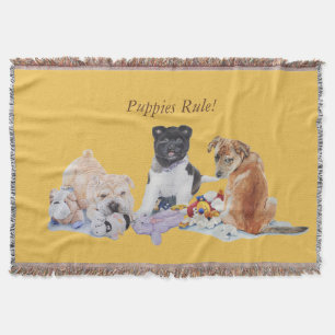 cute puppy akita shar pei teddy mixed breed dog throw blanket
