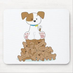 Cute Puppy and Bones Mouse Pad