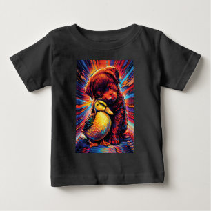 Cute Puppy and Duckling Hug Pop Art  Baby T-Shirt