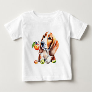  Cute puppy and fruits Baby T-Shirt