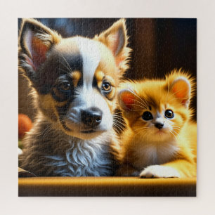 Cute Puppy and Kitten Jigsaw Puzzle