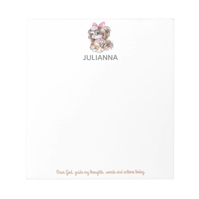 Cute Puppy and Prayer Personalised Notepad (Front)