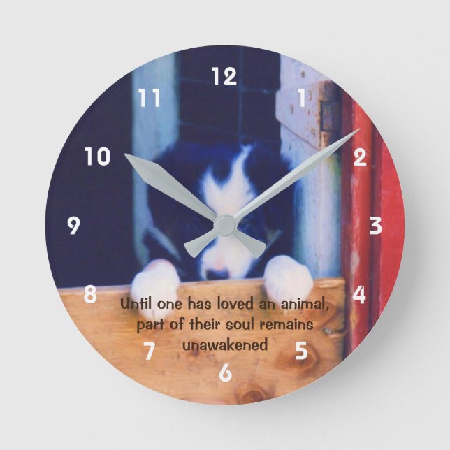 Cute Puppy Animals Inspirational Quote  Round Clock (Front)