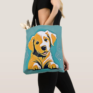 Cute Puppy Art Design Tote Bag