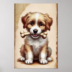 Cute Puppy Art for Dog Lovers Poster