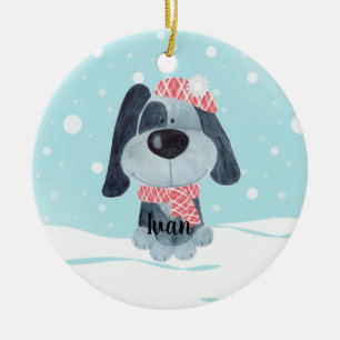 Cute puppy, baby ceramic ornament
