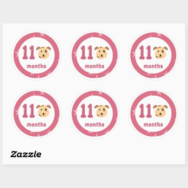 Cute Puppy Baby Monthly Milestone   Classic Round Sticker (Sheet)