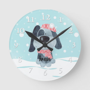 Cute puppy, baby round clock