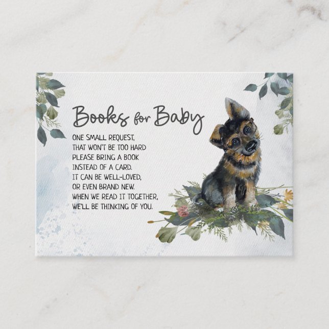 Cute Puppy Baby Shower Book Request  Enclosure Card (Front)