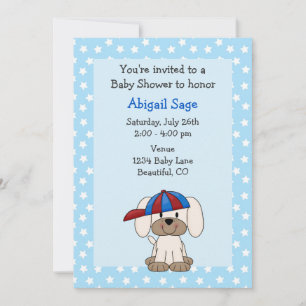 Cute Puppy Baby Shower Invitation for Boys