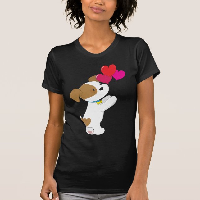 Cute Puppy Balloons T-Shirt (Front)