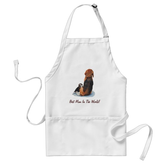 Cute puppy beagle cuddling mum dog standard apron (Front)