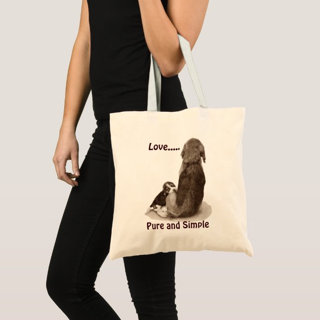 Cute puppy beagle with mum dog original art tote bag (Front (Product))