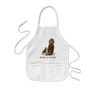 Cute puppy beagle with mum dog realist art kids apron