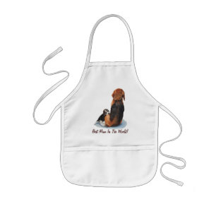 Cute puppy beagle with mum dog realist art kids apron
