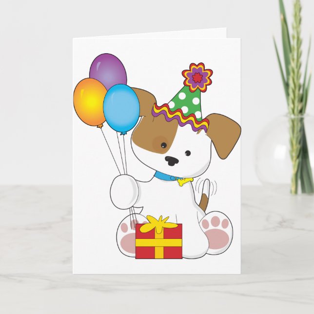 Cute Puppy Birthday Card (Front)