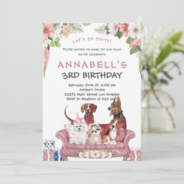 Cute Puppy Birthday Invitation (Standing Front)