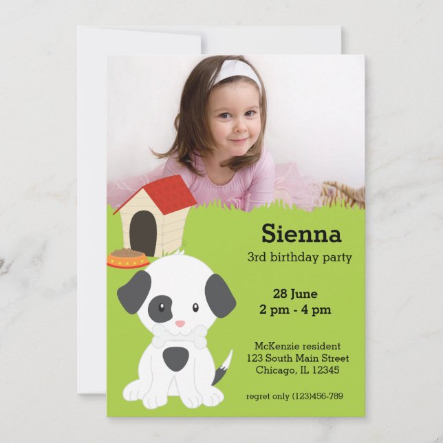 Cute puppy birthday invitation (Front)