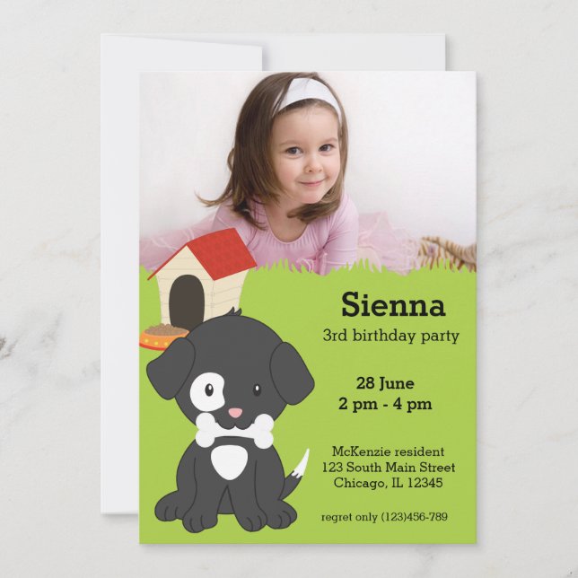 Cute puppy birthday invitation (Front)