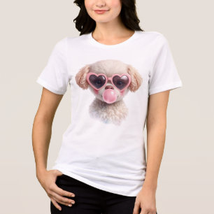 Cute Puppy Bubble Gum T-Shirt Tri-Blend Shirt