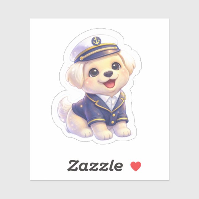 Cute Puppy Captain Sticker (Sheet)