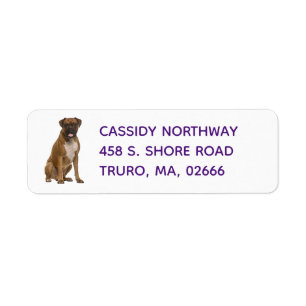 Cute Puppy Cartoon Dog Lover Boxer Return Address Label
