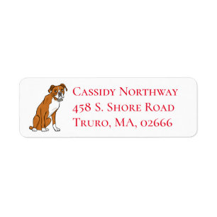 Cute Puppy Cartoon Dog Lover Boxer Return Address Label