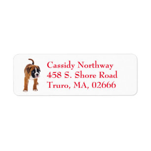 Cute Puppy Cartoon Dog Lover Boxer Return Address Label