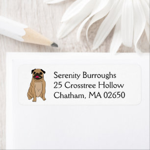 Cute Puppy Cartoon Dog Lover Rescue Mum Funny Pug Return Address Label