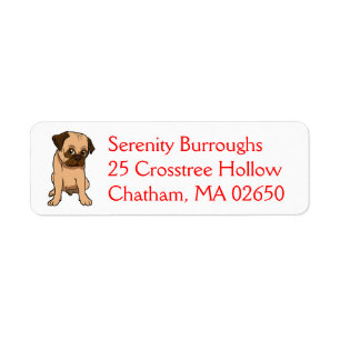Cute Puppy Cartoon Dog Lover Rescue Mum Funny Pug Return Address Label