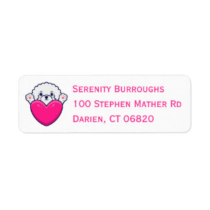 Cute Puppy Cartoon Dog Mum Bichon Frise Return Address Label