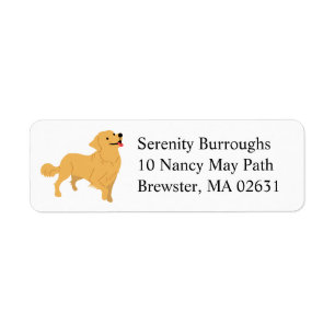 Cute Puppy Cartoon Dog Mum Golden Retriever Label Return Address Label