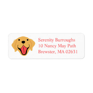 Cute Puppy Cartoon Dog Mum Golden Retriever Label Return Address Label