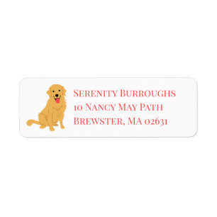 Cute Puppy Cartoon Dog Mum Golden Retriever Return Address Label