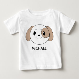 Cute Puppy Cartoon Face Personalised Baby T-Shirt