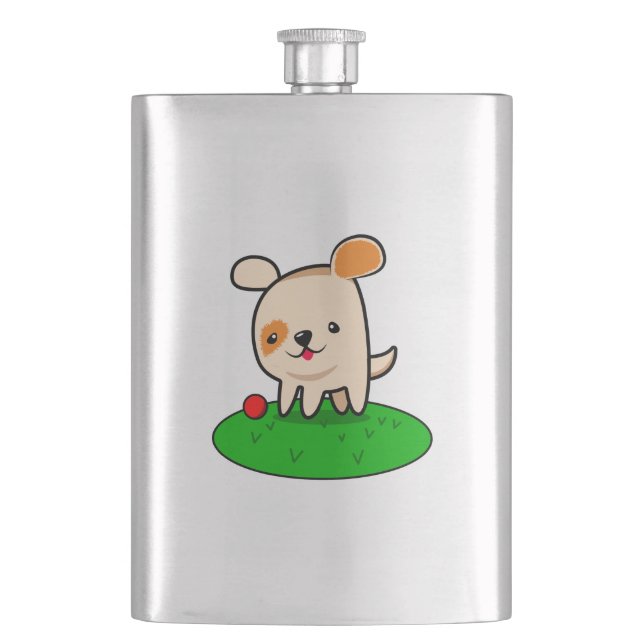 Cute puppy cartoon hip flask (Front)