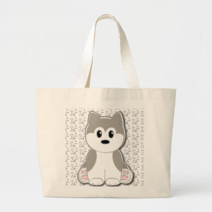 Cute puppy cartoon large tote bag