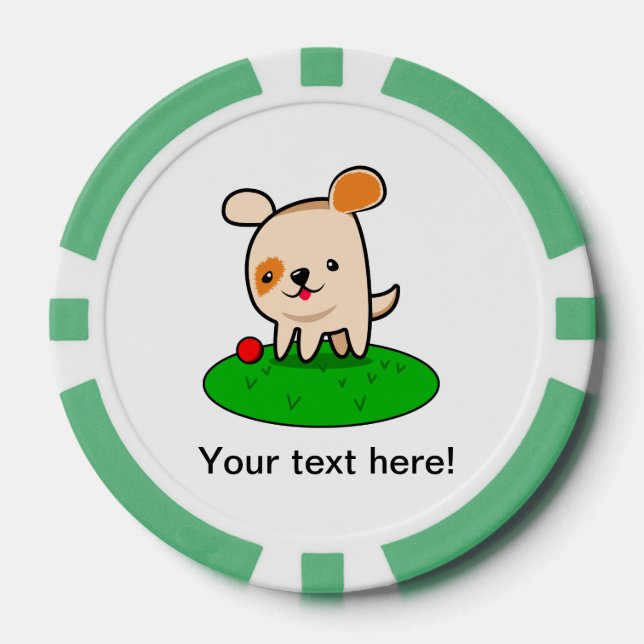Cute puppy cartoon poker chips (Front)