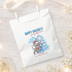 Cute Puppy Cartoon Snowy Christmas Holidays Favour Bag