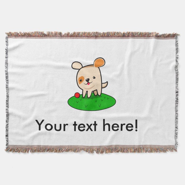 Cute puppy cartoon throw blanket (Front)