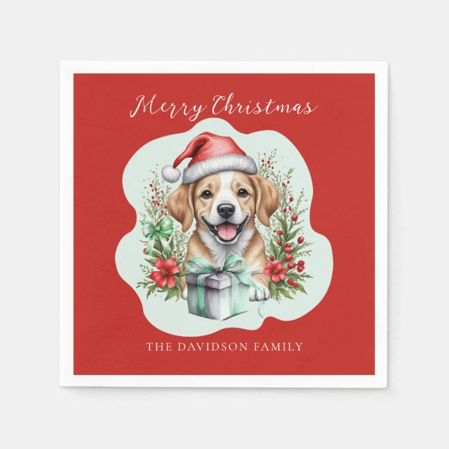 Cute Puppy Christmas  Napkin (Front)