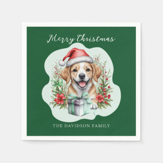 Cute Puppy Christmas Napkin