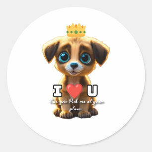 Cute puppy classic round sticker